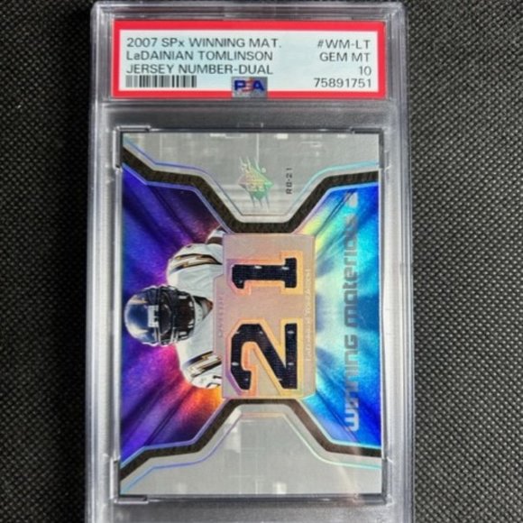 2007 Upper Deck Spx Winning Materials Ladanian Tomlinson Psa 10 Gem Mint Pop 1 - Picture 1 of 2